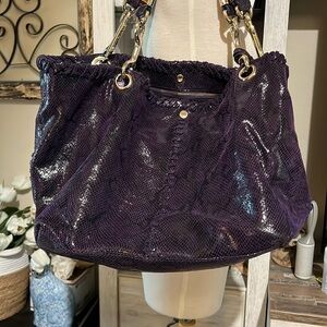 Jimmy Choo Purple Python Shoulder Bag with silver Hardware